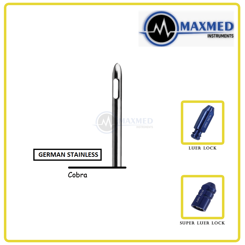 Cobra Sharp Instrument Cobra Two Port Tapered Tip Luer Lock Cannula - Max-Med Instruments